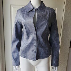 In Suede Size Medium Women's Vintage Y2K Blue Leather Jacket